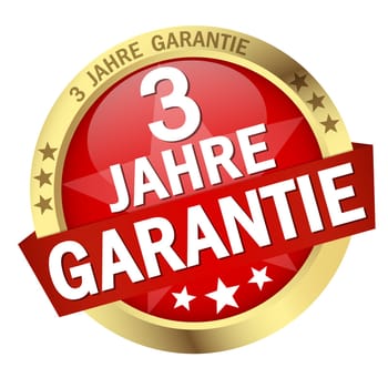 Button with banner " 3 YEARS WARRANTY """