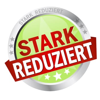 Button with banner " HEAVILY REDUCED """