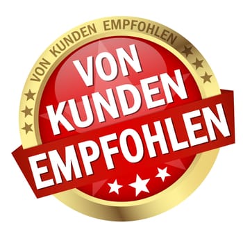 Button with banner " RECOMMENDED BY CUSTOMERS """