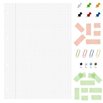 Set - Blank Note with Office Accessories