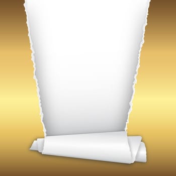torn golden paper with copy space