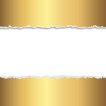 torn golden paper with copy space