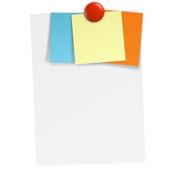 White notes with sticky notes and magnet