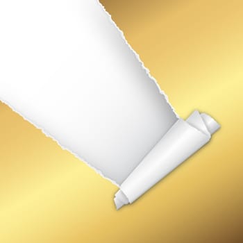 torn golden paper with copy space