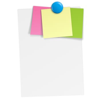White notes with sticky notes and magnet