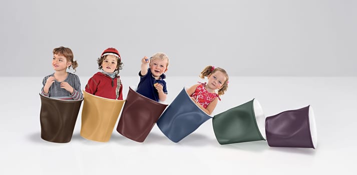 little girls in plastic cups