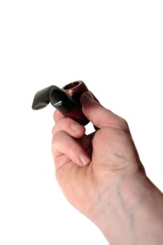 handheld smokers pipe isolated on white background with clipping path
