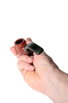 handheld smokers pipe isolated on white background with clipping path