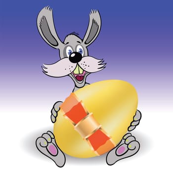 colorful illustration with  rabbit and easter egg for your design