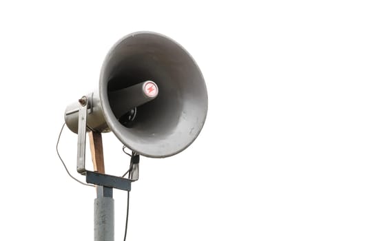Old vintage megaphone isolated on white background.