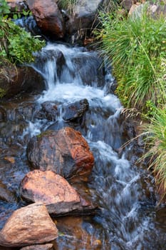 A flowing river in long term at Santa Fe Ski Area in summer