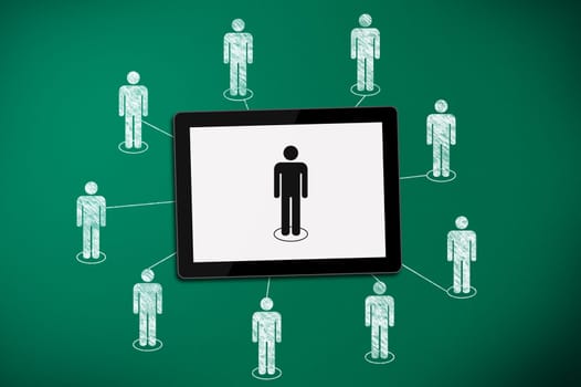 social media connection on green chalk board