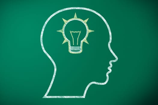 idea in mind, light bulb in human head