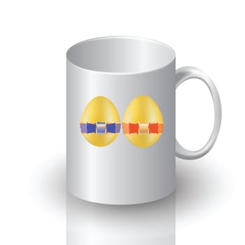 colorful illustration with easter mug  for your design