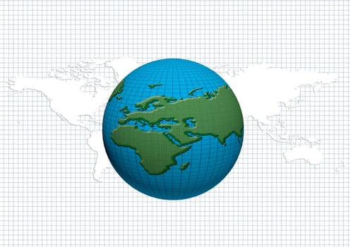 3D world globe whith white world map