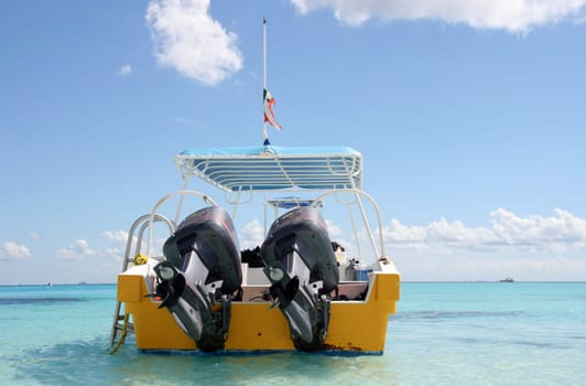 Motorboat on the beach in Mexico