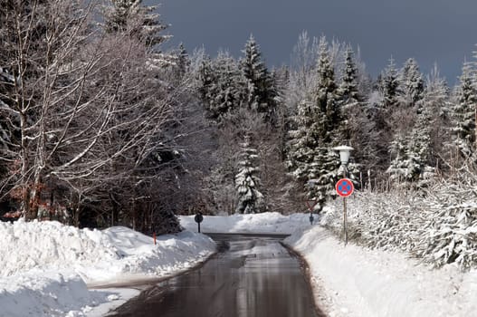 snowy country road