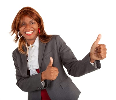 An African American businesswoman is showing her appreciation for a job well done.