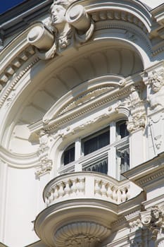 Old building with balcony,facade with Art Nouveau architecture