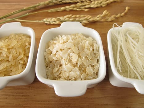 rice,rice flakes and rice noodles