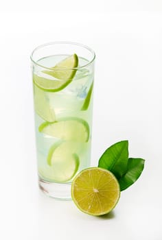 Fresh lime juice with ice close up