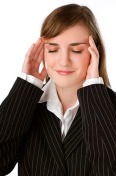 young brunette business woman relaxing close up shoot