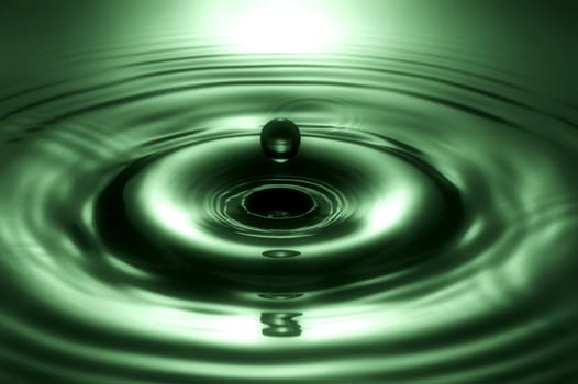 drop of water on green background close up shoot