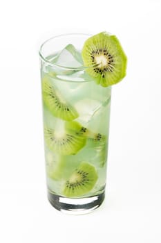 Fresh cold kiwi drink isolated on white