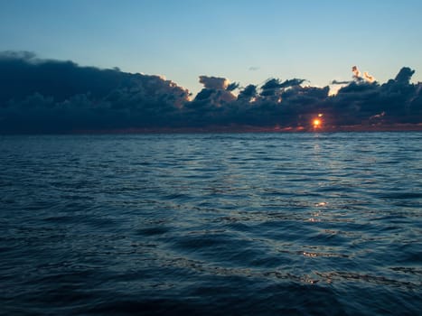 sunset on the sea after the storm