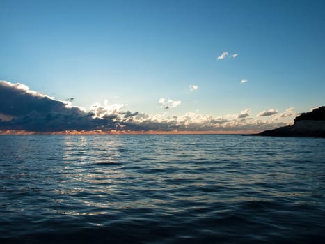 sunset on the sea after the storm