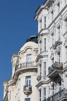 Old building with attic apartment,old building with modern extension