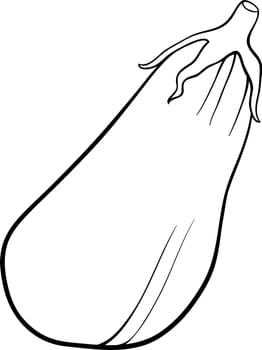 Black and White Cartoon Illustration of Eggplant Vegetable Food Object for Coloring Book