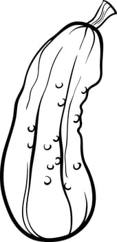 Black and White Cartoon Illustration of Cucumber Vegetable Food Object for Coloring Book