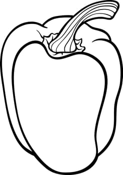 Black and White Cartoon Illustration of Pepper or Paprika Vegetable Food Object for Coloring Book