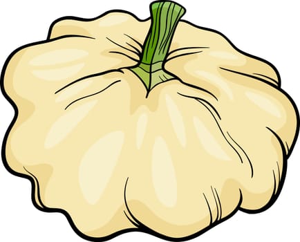 Cartoon Illustration of Patison Vegetable Food Object