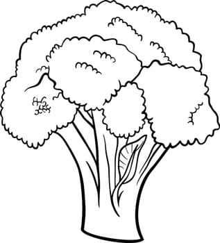 Black and White Cartoon Illustration of Broccoli Vegetable Food Object for Coloring Book