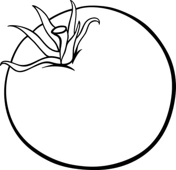 Black and White Cartoon Illustration of Tomato Vegetable Food Object for Coloring Book