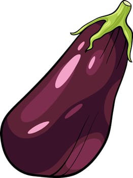 Cartoon Illustration of Eggplant Vegetable Food Object