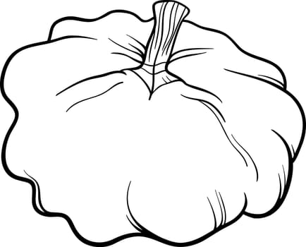 Black and White Cartoon Illustration of Patison Vegetable Food Object for Coloring Book