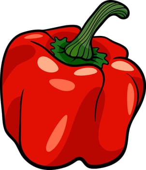 Cartoon Illustration of Red Pepper or Paprika Vegetable Food Object