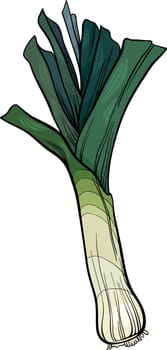 Cartoon Illustration of Leek Vegetable Food Object