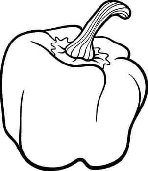 Black and White Cartoon Illustration of Pepper or Paprika Vegetable Food Object for Coloring Book