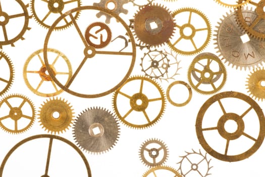 Watch cogs on white background.