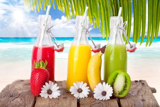 Fruit cocktails on the beach