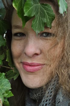 Woman with leaf