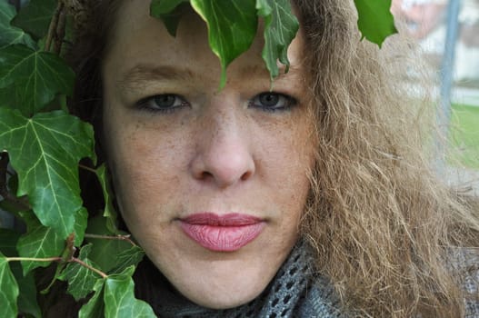 Woman with leaf