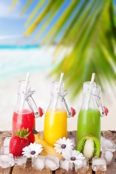 Fruit cocktails on the beach
