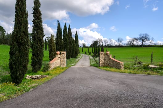 gate with driveway in Tuscany