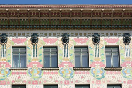 Architecture Otto Wagner,house on the left Wienzeile in Art Nouveau style