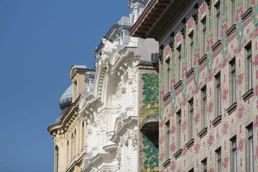 Architecture Otto Wagner,house on the left Wienzeile in Art Nouveau style